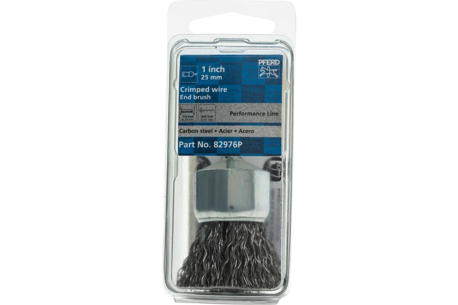 Picture of Pferd Crimped Wire End Brush 1" Dia. .020 Carbon Steel 1/4" Shank Retail